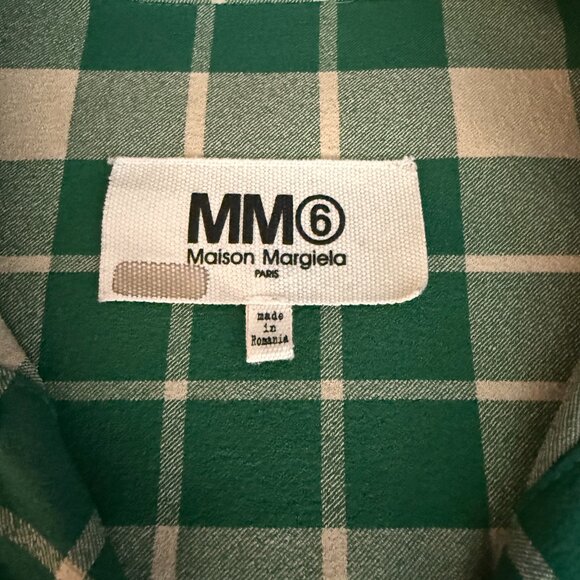 EUC $595 MM6 Maison Margiela Oversized Green Check Boxy Top IT 38 US 2 - Picture 9 of 14